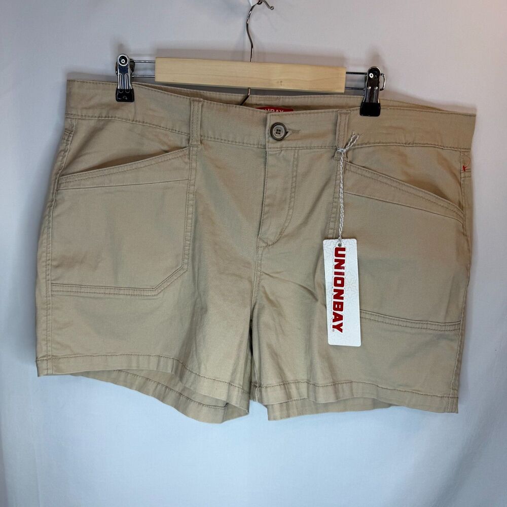 Size 17 UNIONBAY Delaney 3.5" Stretch Shorts NWT Cotton Khaki Beige